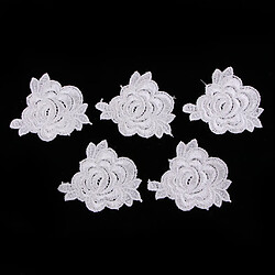 5pcs dentelle élégante fleur rose bricolage coudre des autocollants patchs de broderie tissu