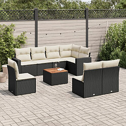 Maison Chic Ensemble Tables et chaises d'extérieur 9 pcs avec coussins,Salon de jardin noir résine tressée -GKD631273