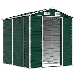 Helloshop26 Abri de jardin cabane cabanon maison de stockage remise extérieur hangar outils robuste 191 x 215 x 198 cm acier galvanisé vert 02_0022348