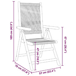 vidaXL Chaises inclinables de jardin lot de 8 beige bois massif acacia pas cher