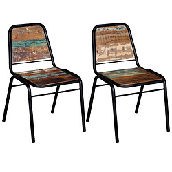 Decoshop26 Lot de 2 chaises de salle à manger cuisine style industriel bois de récupération solide CDS020284 pas cher