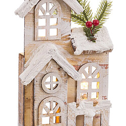 BigBuy Home Accesoires pour crèche de Noël Naturel Église 16 x 8 x 38 cm