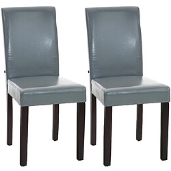 Decoshop26 Lot de 2 chaises de salle à manger design moderne en PVC gris et pieds en bois marron 10_0001544