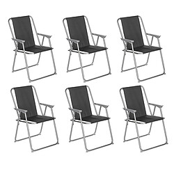 Lot de 6 chaises de camping pliantes coloris noir - L. 74.5 x l. 53 x H. 7cm -PEGANE-