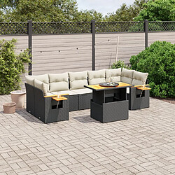 Maison Chic Ensemble Tables et chaises d'extérieur 8 pcs avec coussins,Salon de jardin noir résine tressée -GKD378862