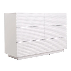 Avis Mendler Commode HWC-M52, Armoire Sideboard, design 3D tiroirs Push-to-open bois massif Mango MDF 81x120x42cm blanc brillant