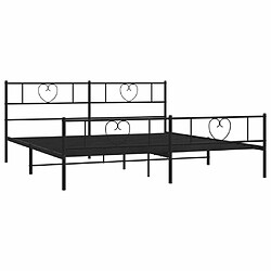 Acheter Maison Chic Lit adulte - Lit simple Cadre de lit métal avec tête de lit/pied de lit,Structure du lit Contemporain pour chambre noir 200x200 cm -MN67056