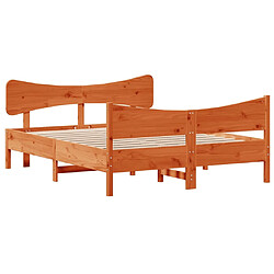 Vidaxl Cadre de lit et tête de lit cire marron 135x190 cm bois de pin