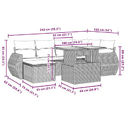 Acheter vidaXL Salon de jardin avec coussins 7 pcs gris clair résine tressée