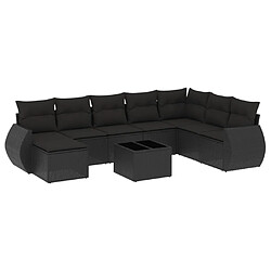 Maison Chic Salon de jardin 9 pcs avec coussins | Ensemble de Table et chaises | Mobilier d'Extérieur noir résine tressée -GKD19293