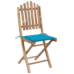 vidaXL Chaises pliables de jardin lot de 2 avec coussins Bambou