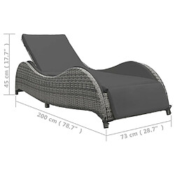 vidaXL Chaise longue avec coussin Résine tressée Anthracite pas cher