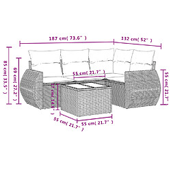 Avis vidaXL Salon de jardin avec coussins 5 pcs marron résine tressée