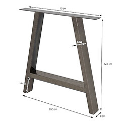 Avis Ecd Germany Set 2 pieds de table piètement meuble cadre banc design A acier 69,5 x 72,5 cm