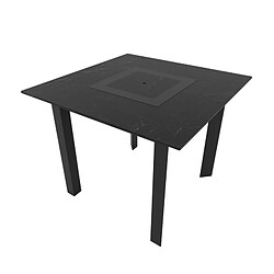 Play4Fun Table de jardin 4 personnes 90 X 90 X 75cm - Noir effet marbré