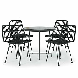 Maison Chic Mobilier à dîner 5 pcs de jardin - Ensemble table et chaises d'extérieur - Salon/Mobilier de jardin classique Noir Résine tressée -MN25392