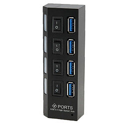 Wewoo Hub USB 3.0 noir 4 Ports USB 3.0 HUB, Super Vitesse 5 Gbps, Plug and Play, Support 1 To