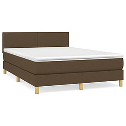 Maison Chic Lit adulte- Lit + matelas,Sommier à lattes de lit avec matelas Marron foncé 140x190 cm -GKD81090