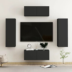 vidaXL Ensemble de meubles TV 4 pcs Noir Bois d'ingénierie