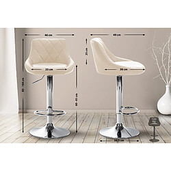 Avis Decoshop26 Tabouret de bar chaise haute x 1 avec coutures décoratives assise en PVC crème pieds métal 10_0005081