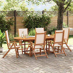 vidaXL Ensemble à Manger de jardin 7pcs bois d'acacia solide textilène