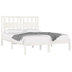 Avis Maison Chic Lit Moderne Chambre - Cadre/structure de lit pour adulte Blanc Bois de pin massif 150x200 cm Très grand -MN40608