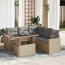 vidaXL Salon de jardin avec coussins 6 pcs beige résine tressée