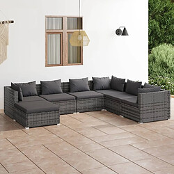 Maison Chic Salon de jardin 7 pcs + coussins - Mobilier/Meubles de jardin - Table et chaises d'extérieur Résine tressée Gris -MN23174