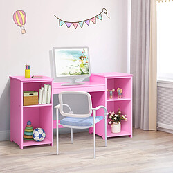 Helloshop26 Coiffeuse 2 en 1 pour enfants avec miroir amovible bureau enfant avec 4 étagères et 3 panneau pliables rose 20_0007538