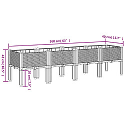 vidaXL Jardinière avec pieds noir 160x40x42 cm PP pas cher