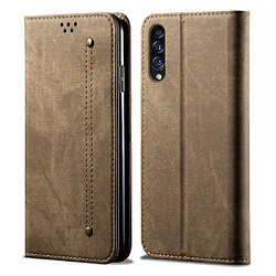 Wewoo Housse Coque Pour Galaxy A50s / A50 / A30s Denim Texture Etui en cuir de style décontracté Horizontal avec supportemplacements cartes et porte-monnaie Kaki