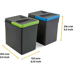 Avis Emuca Bacs de tri pour tiroir de cuisine Recycle 2 bacs de 6 litres.