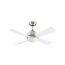 faro Plafonnier ventilateur Borneo Verre,acier blanc,,Nickel satiné 39,2 Cm