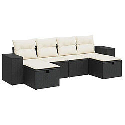 vidaXL Salon de jardin 6 pcs avec coussins noir résine tressée