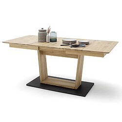 Pegane Table à manger extensible en chêne sauvage et noir - L.180-225 x H.77 x P.90 cm