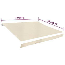 Acheter vidaXL Toit d'auvent toile crème 3 x 2,5 m (cadre non inclus)