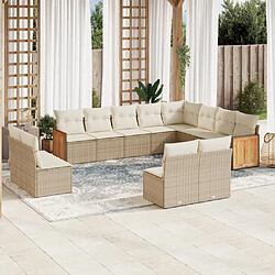 Maison Chic Salon de jardin avec coussins 12 pcs | Ensemble de Table et chaises | Mobilier d'Extérieur beige résine tressée -GKD28416