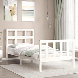 Avis Maison Chic Cadre/structure de lit avec tête de lit pour adulte - Lit Moderne Chambre blanc petit simple bois massif -MN44856