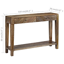 vidaXL Table console Bois de manguier massif 118 x 30 x 80 cm pas cher