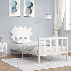 Maison Chic Cadre/structure de lit avec tête de lit pour adulte - Lit Moderne Chambre blanc simple bois massif -MN40556