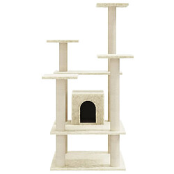 Helloshop26 Arbre à chat meuble tour grimper jouet grattage grattoir escalade plateforme avec griffoirs en sisal 110 cm crème 02_0022455