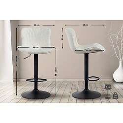 Decoshop26 Lot de 2 tabourets de bar en tissu crème pieds en métal noir hauteur réglable pivotant TDB10725