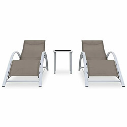 Maison Chic Lot de 2 Chaises longues avec table | Bain de soleil Relax | Transat Aluminium Taupe -GKD67281