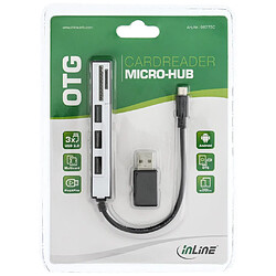 Lecteur de cartes InLine® USB OTG et concentrateur USB 2.0 à 3 ports pour adaptateur SDXC et microSD +