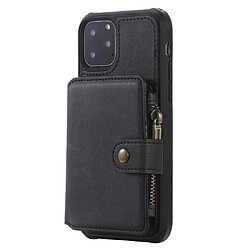 Wewoo Coque Pour iPhone 11 Pro Boucle Zipper Etui de protection antichoc avec support et fentes cartes et portefeuille et lanière et cadres photos Noir