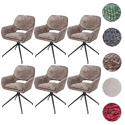 Mendler Lot de 6 chaises de salle à manger HWC-N74, chaise de cuisine, pivotante Auto-Return, tissu chenille (490g/m²) Oeko-Tex ~ marron