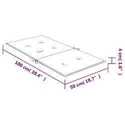 vidaXL Coussins de chaise à dossier bas lot de 2 noir à carreaux tissu pas cher