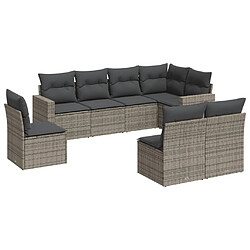 Maison Chic Salon de jardin 8 pcs avec coussins | Ensemble de Table et chaises | Mobilier d'Extérieur gris résine tressée -GKD68438