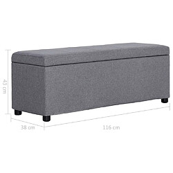 vidaXL Banc avec compartiment de rangement 116 cm Gris clair Polyester pas cher