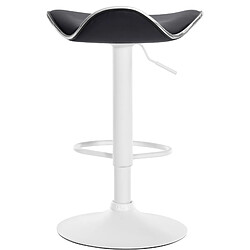 Decoshop26 Tabouret de bar x1 assise ergonomique en PVC noir pied en trompette en métal blanc 10_0005386 pas cher